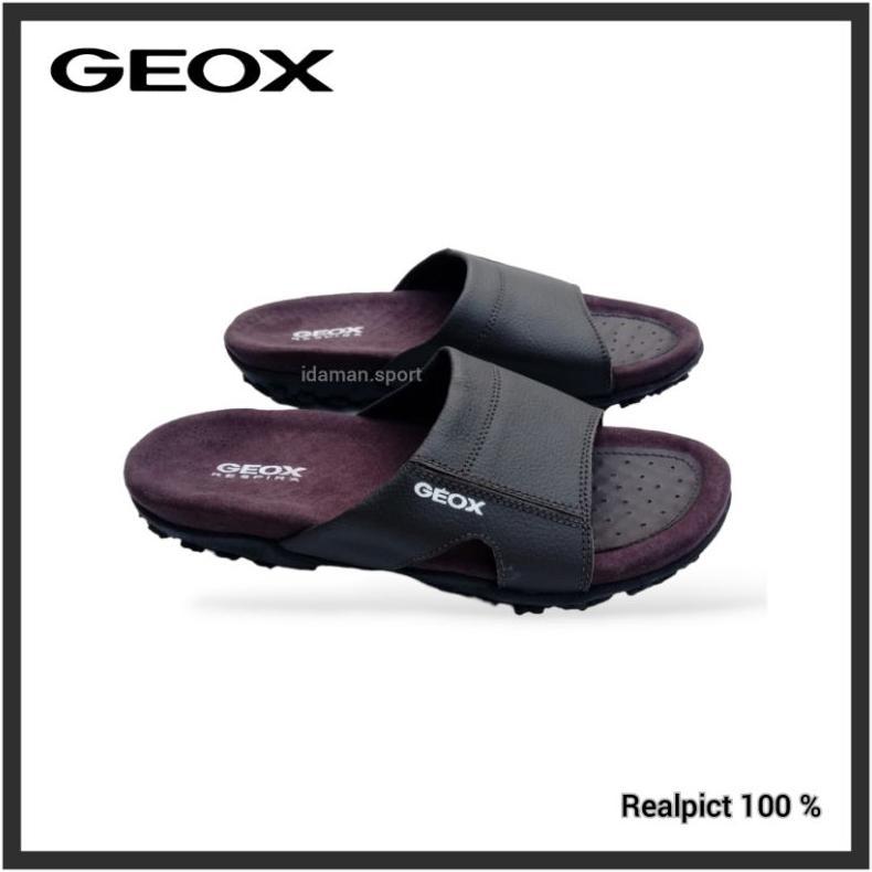 Free Ongkir Sandal Geox_Pria Kulit Selop Cowok / Sandal Bapak-Bapak Ganteng Bahan Kulit Slip On Geox