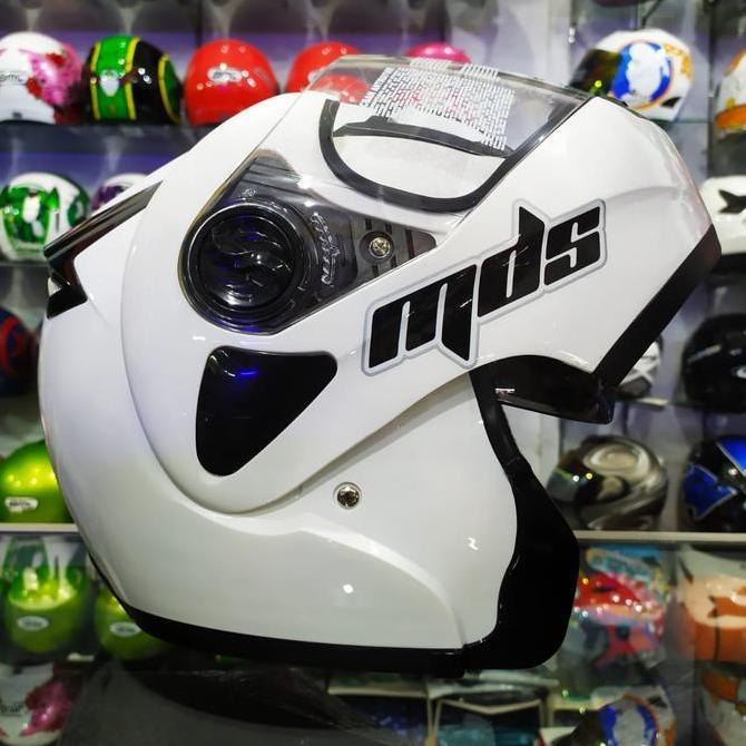 Promo Helm Mds Pro Rider Solid White Modular Double Visor