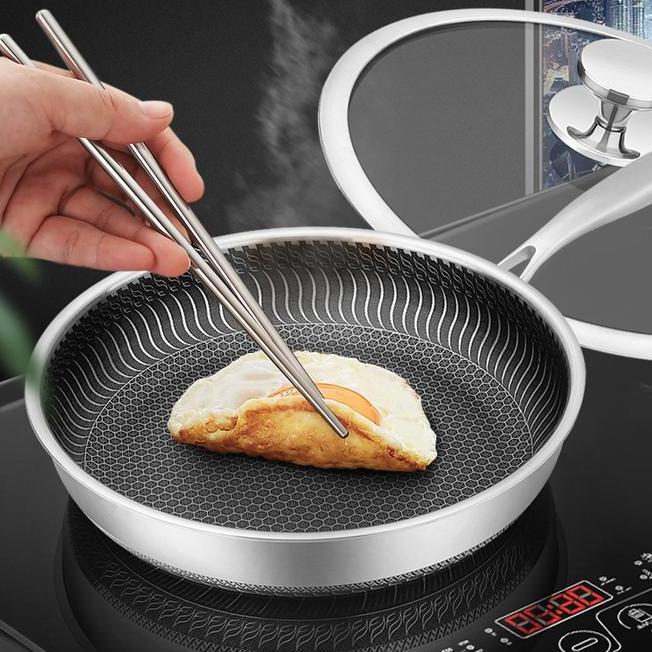 Ms Wajan Stainless Steel 316 Wok Frying Pan Honeycomb Antilengket