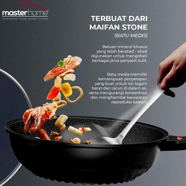 Masterhome Panci Minim Batu Medis Maifan Stone Smokeless Pan Wajan Anti Lengket Alat Baja