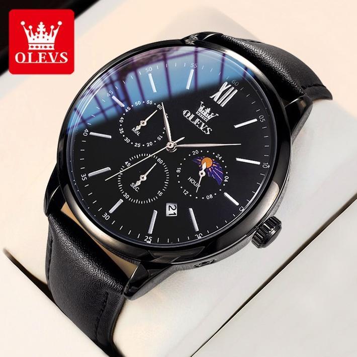 OLEVS Jam Tangan Pria Anti Air Original Mewah Keren Fashion Kulit Watch Men Cod