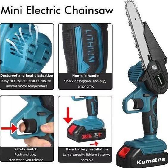 Gergaji Cordless Mesin Lithium Gergaji Rantai Elektrik Portable Genggam Lithium Gergaji Pemotong Kay
