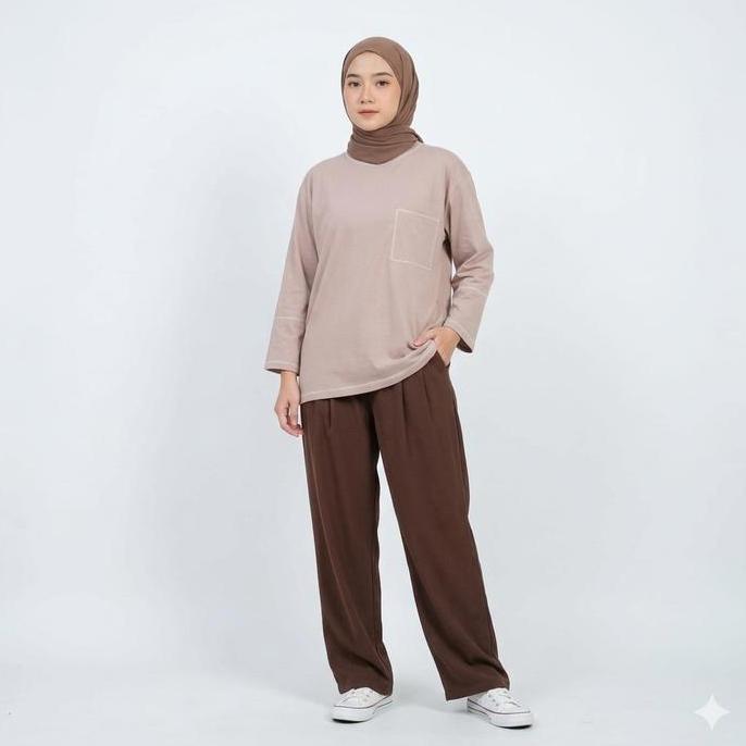 AIISHA | Kirani Kaos Cotton 100% | Atasan Kaos Wanita Panjang Bahan Katun Premium | LD 110-130 Cewek
