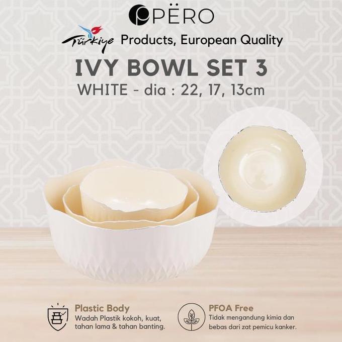 [King Kevin] Pero Ivy Bowl Set Of 3 / Wadah Plastik Set Of 3