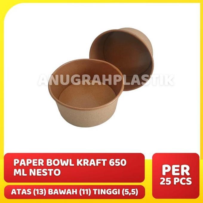 favorit] Paper Bowl Kraft 650 ml NESTO / Paper Bowl Coklat 650 ml PER SLOP