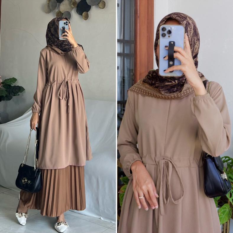 ORIGINAL TUNIK BASIC by ZALFA OUTFIT / Baju Atasan Wanita muslim Tunik kerja kuliah basic polos wolf