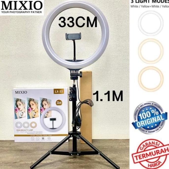 NEW MIXIO PAKET 33CM RING LIGHT + TRIPOD 1.1M