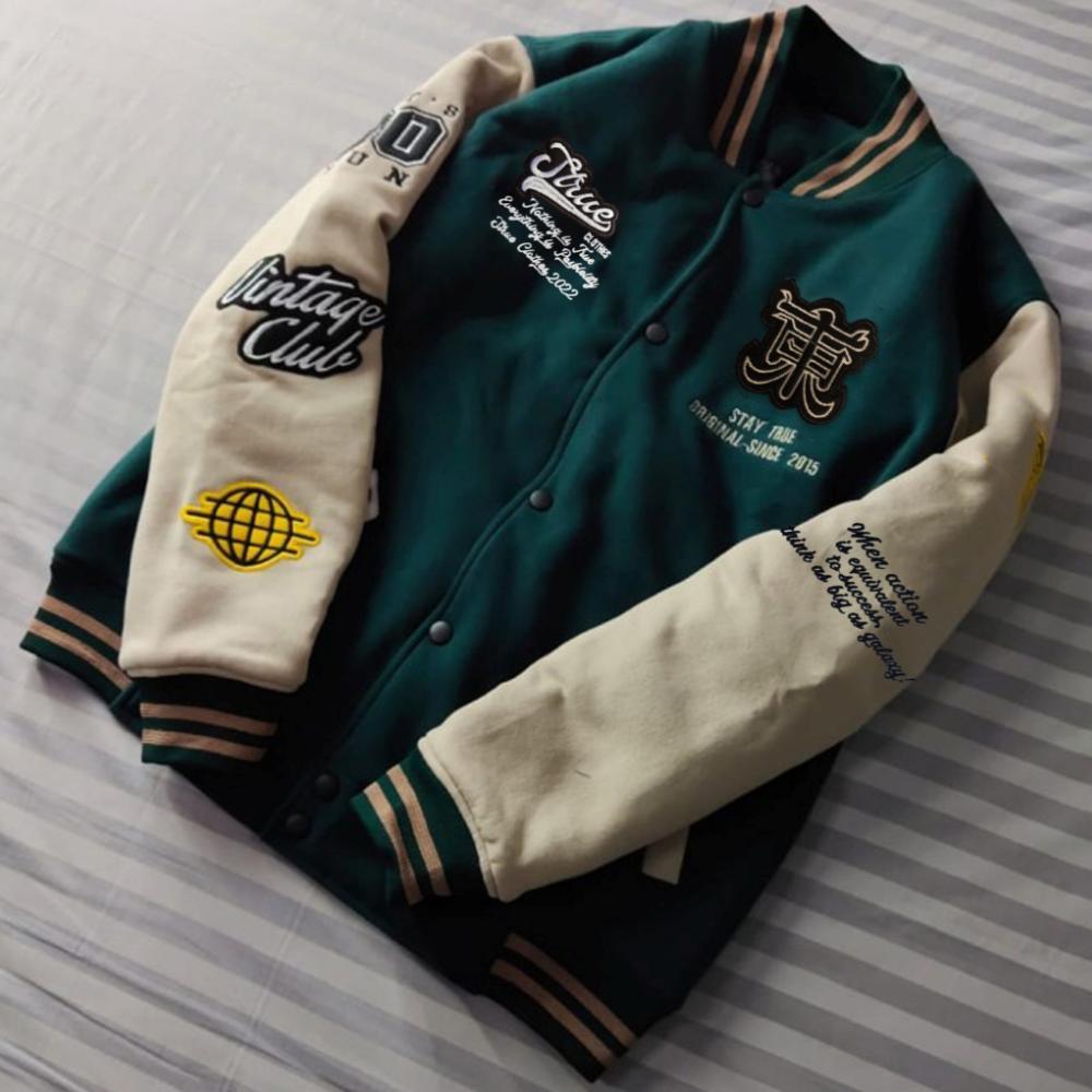 DISKON Jaket Varsity Baseball Full Bordir - Jaket Bomber Varsity Vintage - Jaket Baseball Pria New A