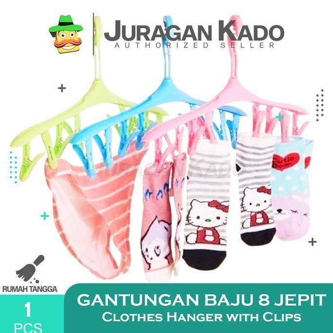 EXTLYPO Hanger Clips 8in1 Gantungan Jepit Jemur Kaos Kaki CD Bra Hanger Jepitan Gantungan Baju