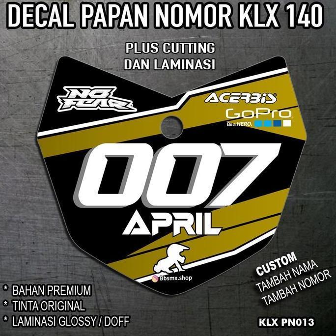 Decal Papan Nomor KLX 140