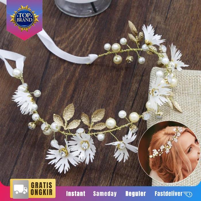 Mutiara Hiasan Kepala Bandana Bunga Mutiara Headpiece Hijab Bunga Bandana Mutiara Bunga
