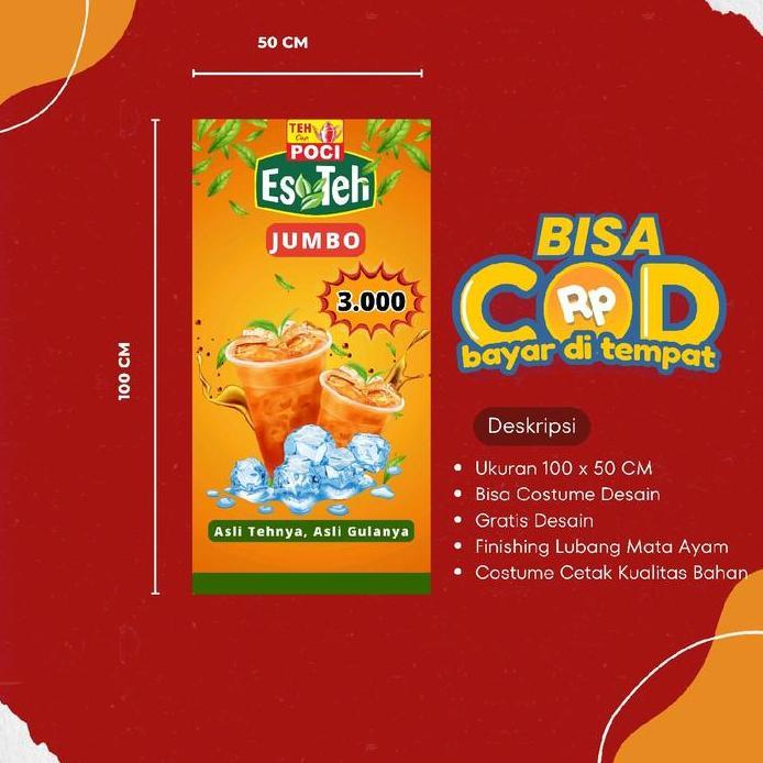 Banner Es Teh Poci Jumbo Spanduk Es Teh Jumbo Ukuran 100 x 50 CM