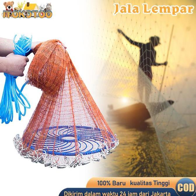 RGPOTZ Jaring Lempar Jala Ikan Lempar Nilon Jala Ikan Dan Udang Siap Pakai