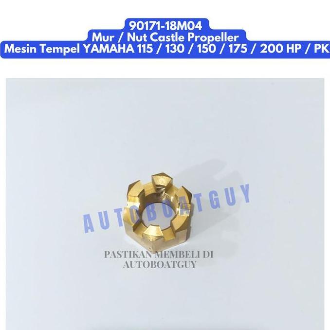 90171-18M04 Mur / Nut Castle Propeller Mesin Tempel YAMAHA 115 / 130 / 150 / 175 / 200 HP / PK