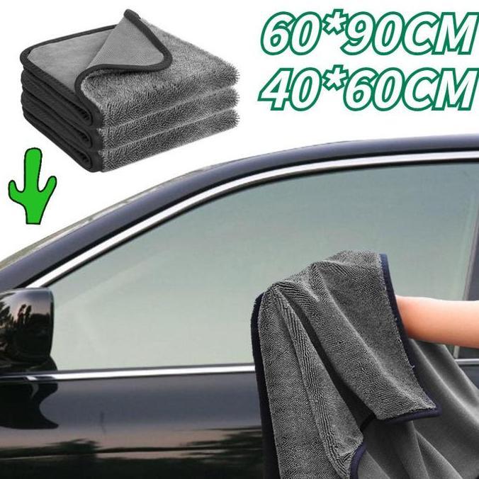 RGPOTZ 40x60cm/60x90cm Lap Microfiber Jumbo Mobil Kain Lap Microfiber Mobil Handuk Cuci Mobil
