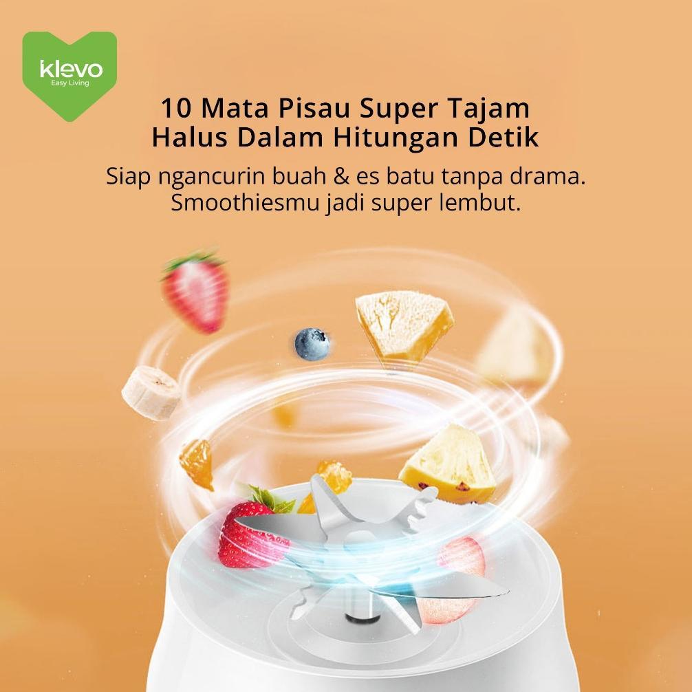 CUCI GUDANG KLEVO Mixeelo Blender Juicer Portable 10 Mata Pisau 450ml Rechargeable Praktis Minimalis