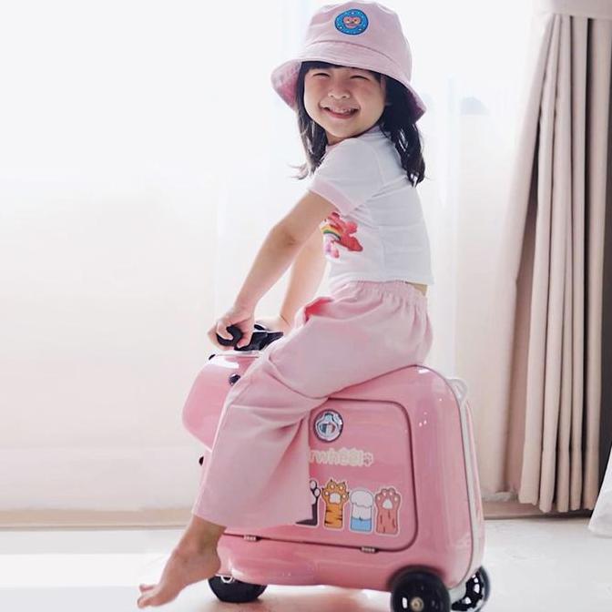 Kwan- Airwheel Koper Sq3 Mini Pink Elektrik Untuk Anak Kabin Size Bisa Jalan
