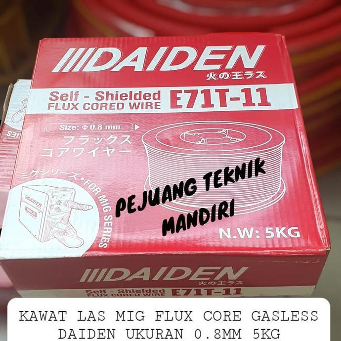 KAWAT LAS FLUX CORE DAIDEN E71T-11 0.8MM 5KG / KAWAT LAS 0.8MM DAIDEN