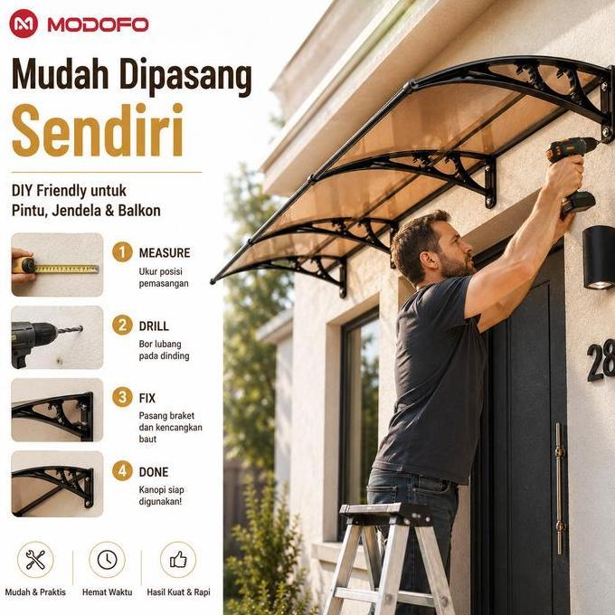 [COD] MODOFO Kanopi Penutup Teras Anti Hujan & Anti UV, Bisa Digunakan Hari Hujan dan Hari Cerah, Pe