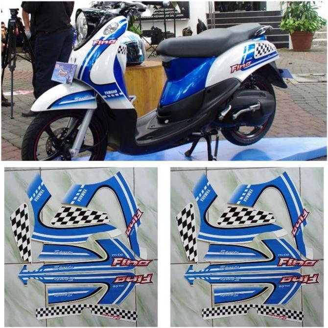 Stiker Striping motor Yamaha Fino karbu 2012 sporty biru original