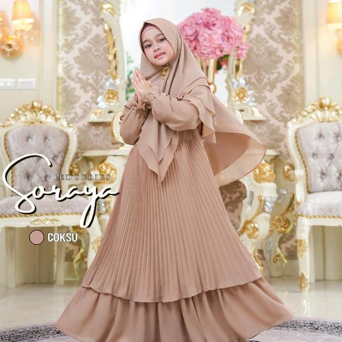 SORAYA SERIES By ASSYABIYA syari Gamis Syari Ceruty Babydoll Set Hijab Muslim Wanita Lebaran Pesta K
