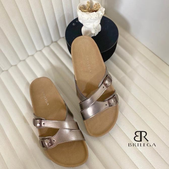 ORIGINAL BRILEGA HAILEY Sandal Casual Wanita Dengan Ketinggian Sole 3cm Sandal Puyuh Silang Tersedia