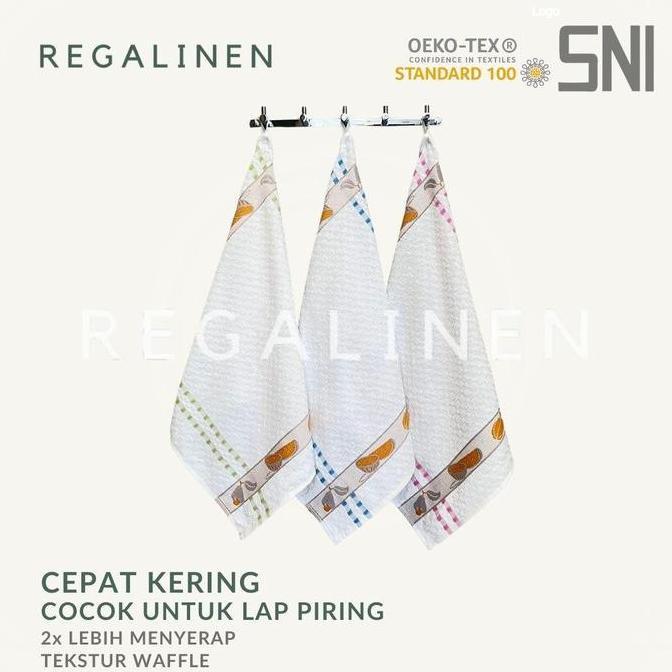Pilihan- Serbet Lap Piring Kastex Wafel Handuk Tangan Gantung 50X50Cm Cotton Putih 100% Katun