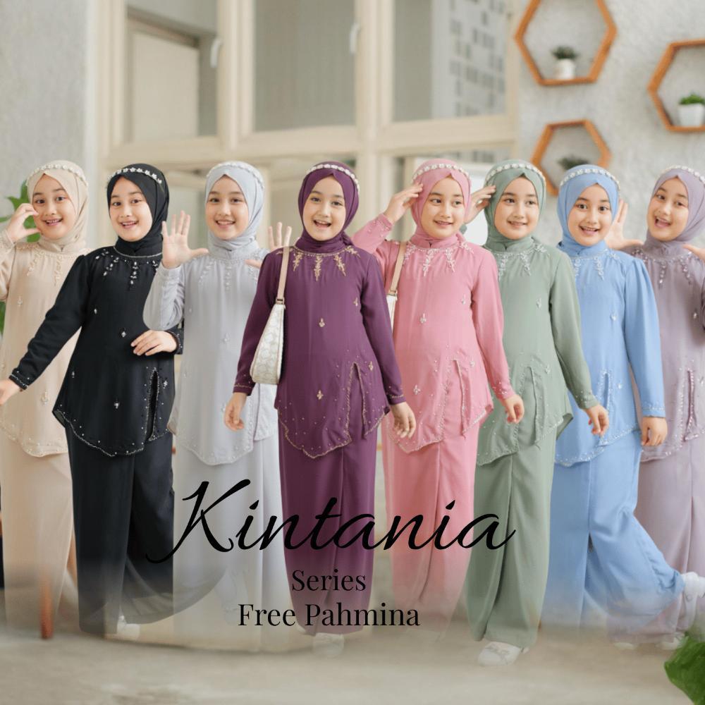Paket Hemat Nabeeya Kids Kintania Series | Gamis Anak Perempuan SyarI 4-12 Tahun Set Pashmina Instan