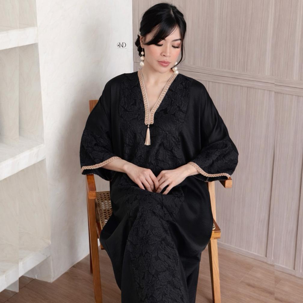 Hot Deals Kaluna Abaya Hitam Terbaru Satin Kaftan Lebaran Kaftan Abaya