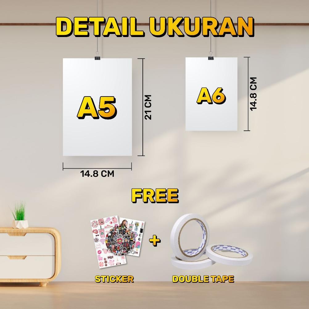 Paket Hemat Poster Dinding Aesthetic Bundle Blue Neon Isi 24/48 Poster | Poster Kamar Aesthetic | Po