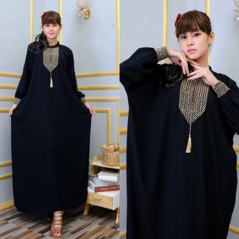 New Deals Gamis Jumbo Kaftan Sultan Crinkle Airflow Premium Kaftan Polos Renda