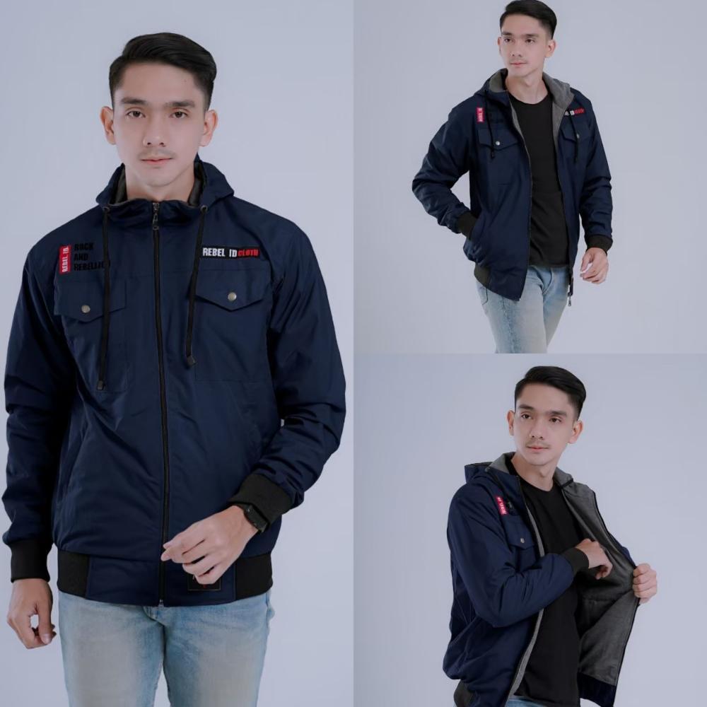 HOT DEALS TERLARIS  AKN Jaket Semi Parka Taslan Original Rebel / Jaket parka / Jaket Motor #BisaCOD