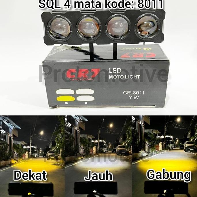 CR7 Lampu Tembak 4 Mata LED CR8011 Full Aluminum Waterproof High Low Kuning putih