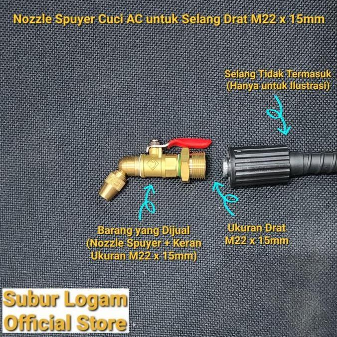 NOZZLE SPUYER CUCI AC UNTUK JET CLEANER ORION SUPERJET 100S SUPERJET100S UKURAN DRAT M22 X 15MM