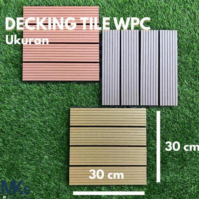 Decking Tile WPC - Lantai indoor dan outdoor - Lantai Kayu bongkar pasang - Decking Tile plastik PP 