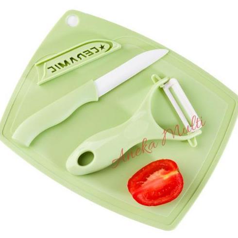 3 in 1 pisau serutan tatakan buah sayur fruit peeler ceramic keramik