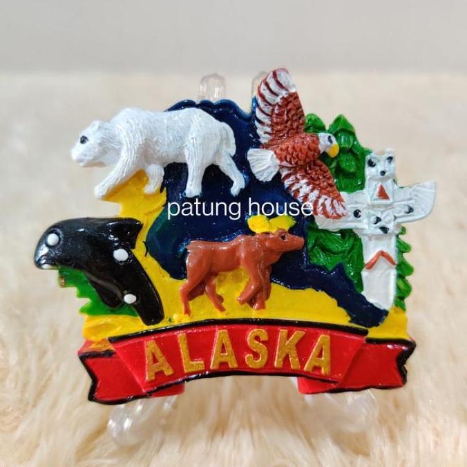 Fridge Magnet Tempelan Kulkas Souvenir Negara Amerika America USA Alaska