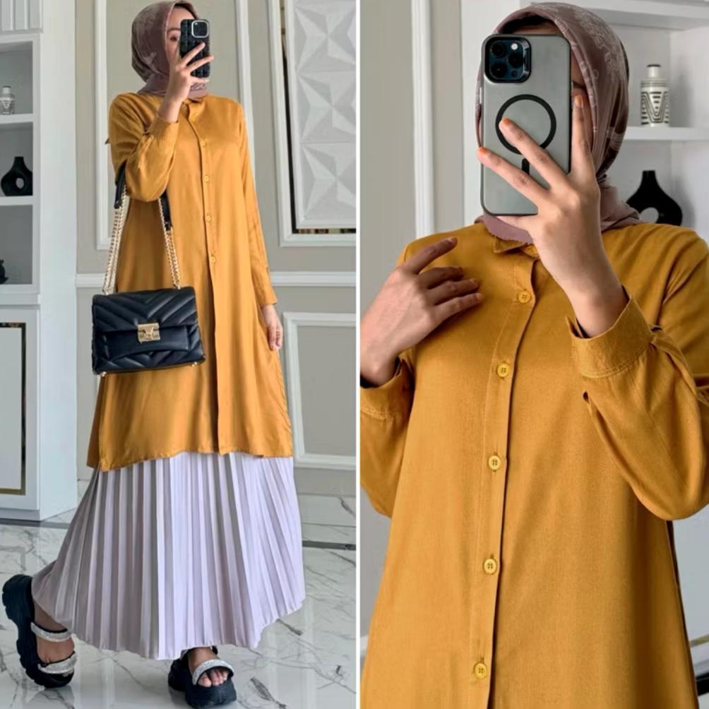 Limited Long Tunic Polosan Wanita Muslimah Kekinian / Long Tunic Jumbo By Ortega