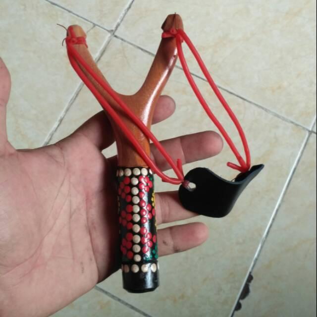Mainan Katapel Anak Bahan Kayu Karet Kulit