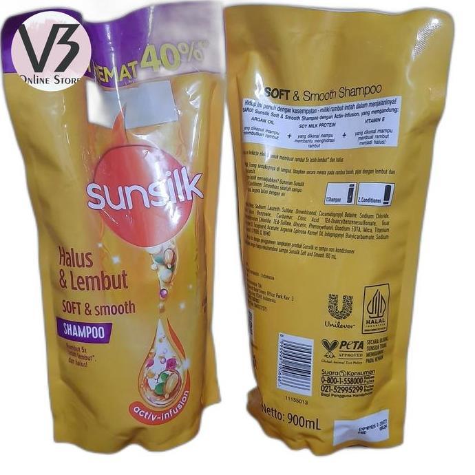 Sunsilk Shampoo Refill 900ml Soft & Smooth Perawatan Rambut Kering Kasar Melembutkan Halus dan Berki