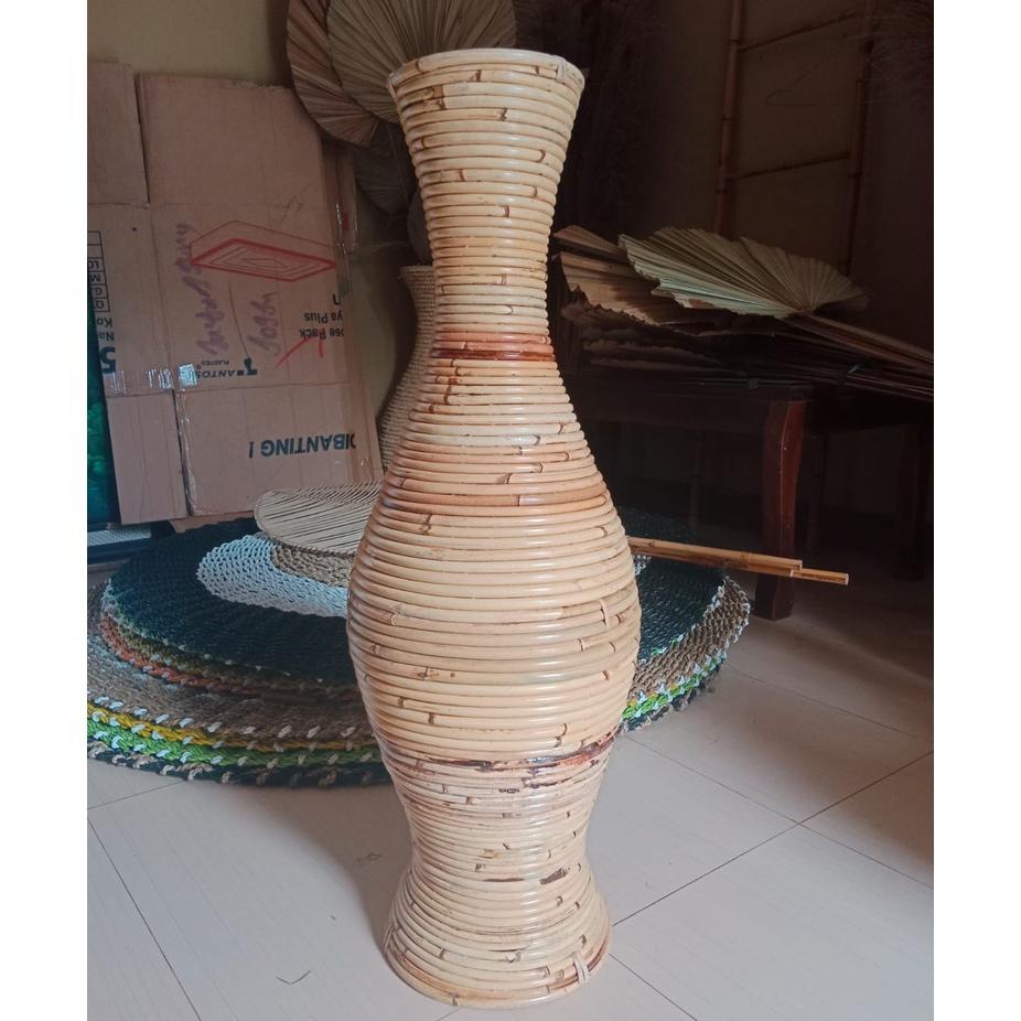 Vas Rotan Tinggi 70Cm Vas Rotan Murah Guci Rotan