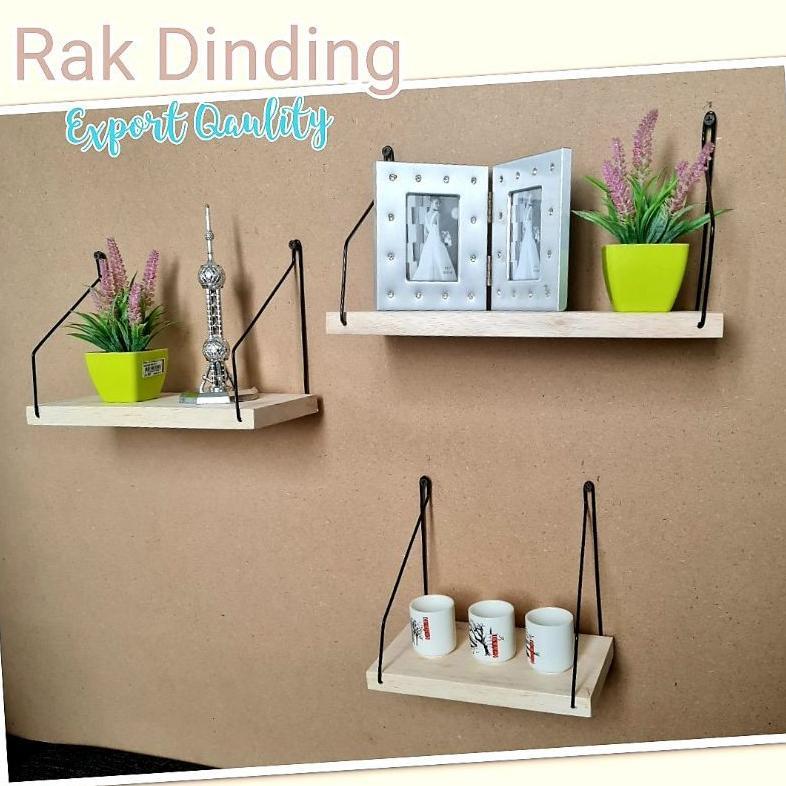 BESTPROMO ALDEKO - RAK DINDING TEMPEL KAYU BESI GANTUNG RAK DINDING KAYU BESI