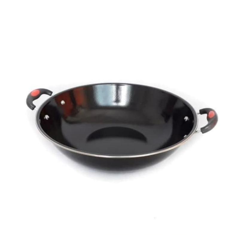 hemat wajan enamel kuping gse 34cm awet penggorengan tebal anti lengket anti gores wok (aqb)