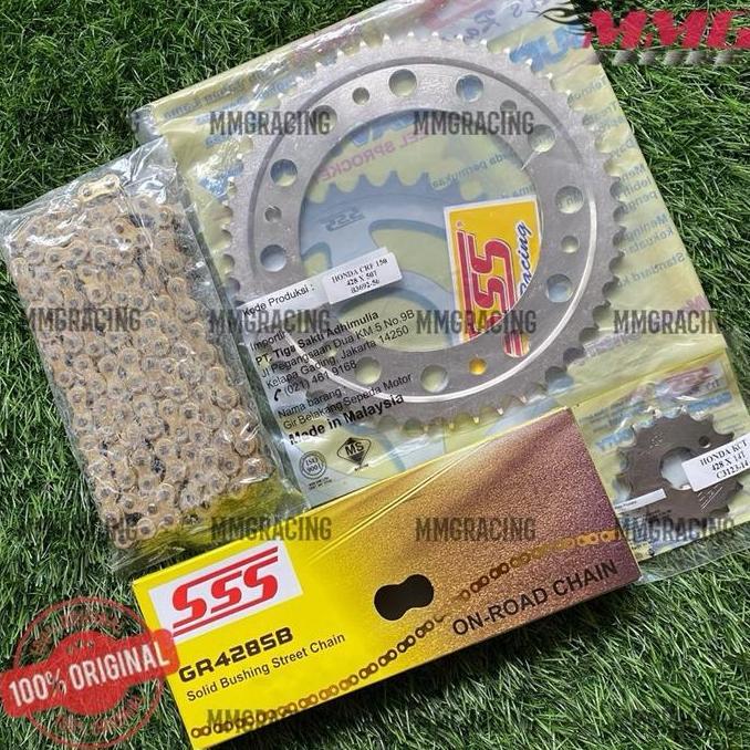 Orinal Gear SSS Set 428 + Rantai SSS 428 SB untuk motor Crf 150l / Crf 150, Crf Supermotorcross