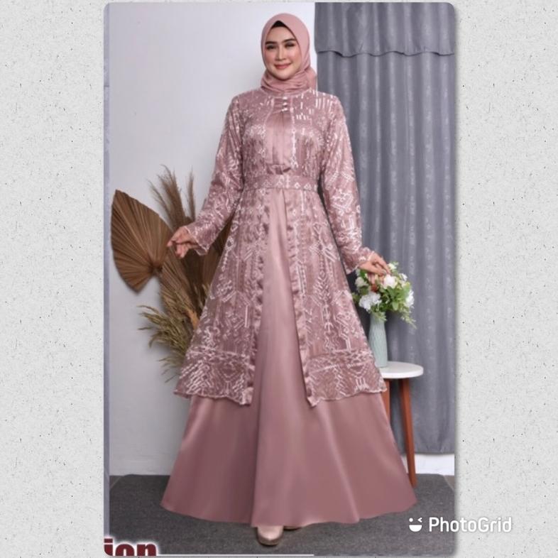 termurah gamis pesta outer lepas pasang/set gamis pesta mewah/gamis pesta jumbo/gamis kondangan/oute