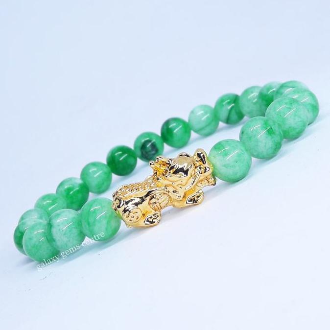 Cool- Gelang Pixiu Emas Batu Giok Burma