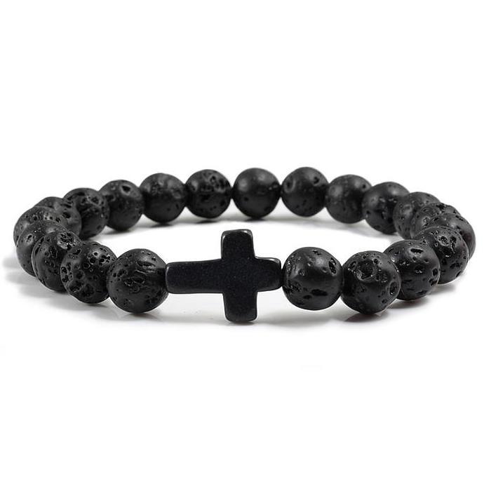 Cool- Gelang Salib Batu Alam Natural Simple Pria Nita Kristen Katolik
