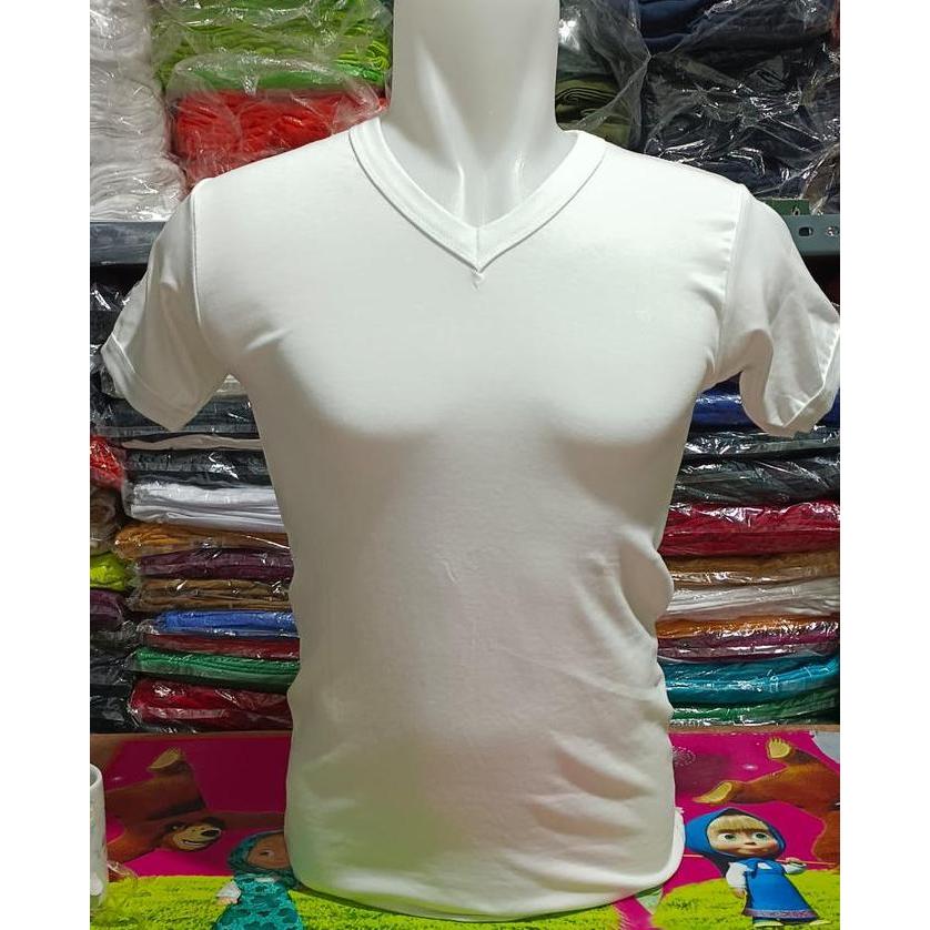 Men- Kaos Polos Lengan Pendek Oblong V Neck Pria Desa Katun Rib - Kerah, Baju - Distro, Cowok