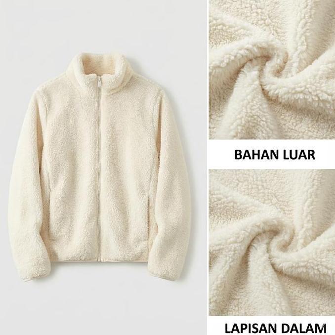 DISKON SPECIAL  Jaket Sweater Bulu Sherpa Zipper Premium Unisex Pria Wanita Bisa COD Jacket Serpa Ma