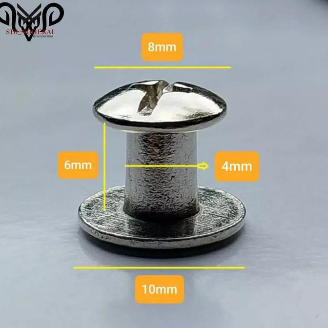 MUR BAUT 6mm untuk sabuk kulit tas dan lainnya 10pcs
